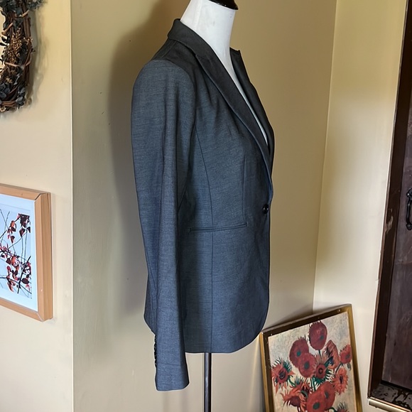 ANN TAYLOR Size 0 Cllassic Gray Stretch 1-Button Career Blazer $198 NEW - Picture 2 of 13